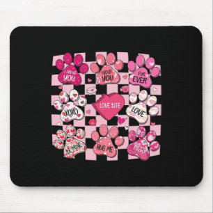 Dog Valentine, Dog Paw Heart, Paw Dog Conversation Mouse Pad