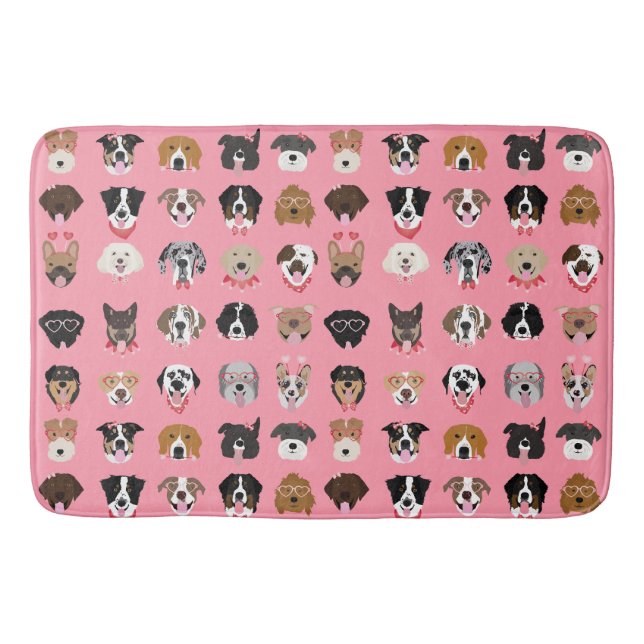 Dog Valentine Face Pattern Bath Mat (Front)
