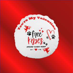 Dog Valentine - Free Kisses Definitely Contains Round Cushion