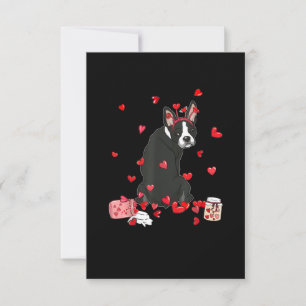Dog Valentine Gift Cute Boston Terrier Valentines RSVP Card