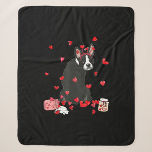 Dog Valentine Gift Cute Boston Terrier Valentines Sherpa Blanket