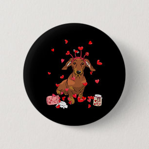 Dog Valentine Gift Cute Dachshund Valentine's Day 6 Cm Round Badge