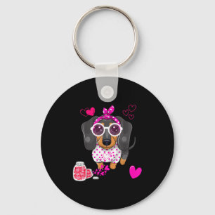 Dog Valentine Gift Cute Dachshund Valentines Day F Key Ring