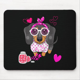 Dog Valentine Gift Cute Dachshund Valentines Day F Mouse Pad