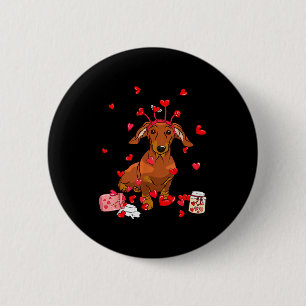 Dog Valentine Gift Cute Dachshund Valentines Day M 6 Cm Round Badge