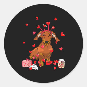 Dog Valentine Gift Cute Dachshund Valentines Day M Classic Round Sticker