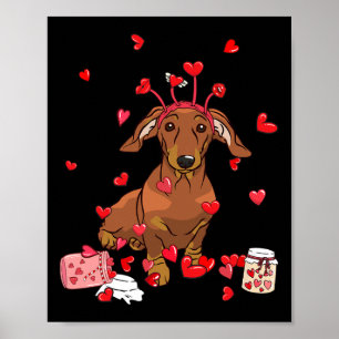 Dog Valentine Gift Cute Dachshund Valentine's Day Poster