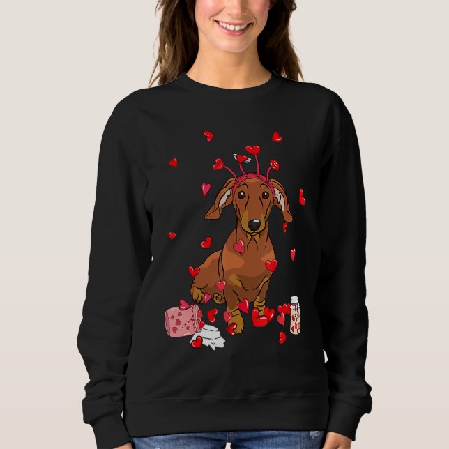 Dog Valentine Gift Cute Dachshund Valentine's Day Sweatshirt (Front)