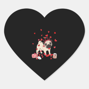 Dog Valentine Gift Cute Pug Valentine's Day Heart Sticker