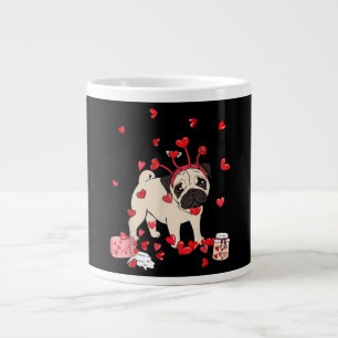Dog Valentine Gift Cute Pug Valentine's Day Large Coffee Mug