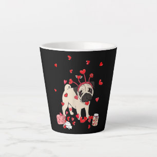 Dog Valentine Gift Cute Pug Valentine's Day Latte Mug