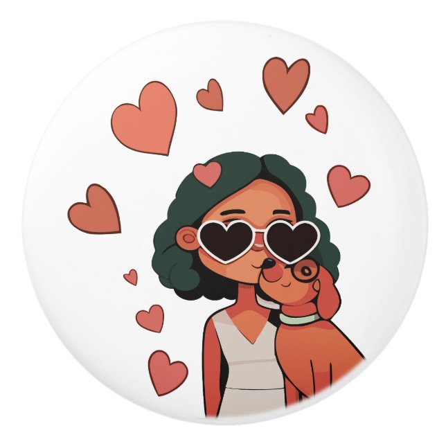 Dog Valentine Tote Bag Ceramic Knob (Front)