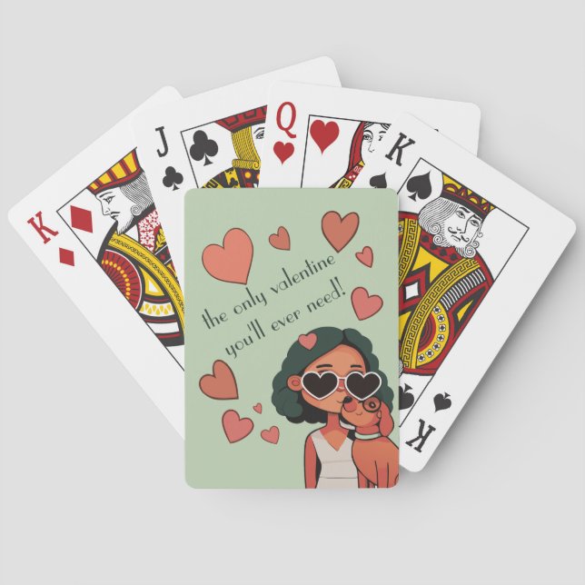 Dog Valentine Tote Bag Playing Cards (Back)