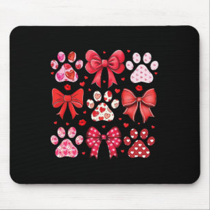 Dog Valentine's Day Coquette Paw Print Heart Dog M Mouse Pad