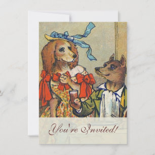 Dog Victorian Dinner Dress Doggy Invitation