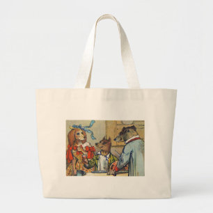 Dog Victorian Dinner Dress Doggy Large Tote Bag