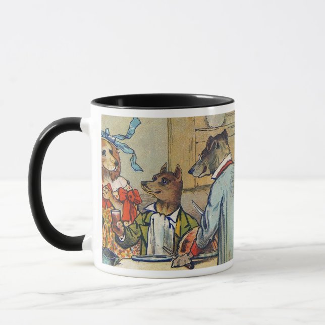 Dog Victorian Dinner Dress Doggy Mug (Left)