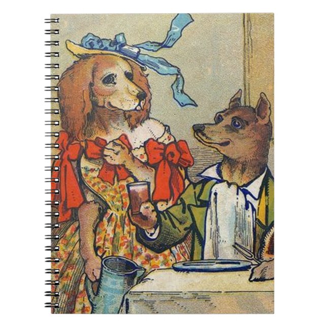 Dog Victorian Dinner Dress Doggy Notebook (Front)