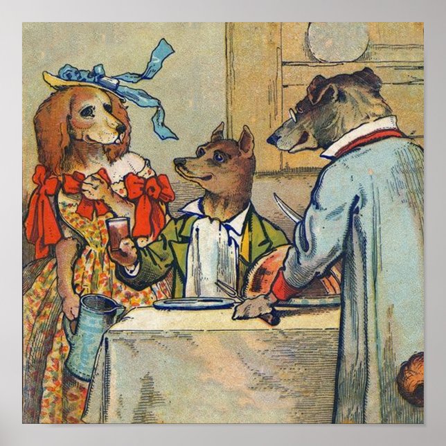 Dog Victorian Dinner Dress Doggy Poster (Front)