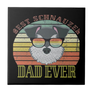Dog Vintage Best Schnauzer Dad ever Tshirt Fathers Ceramic Tile