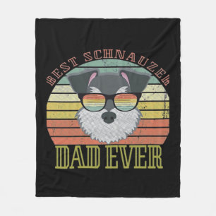 Dog Vintage Best Schnauzer Dad ever Tshirt Fathers Fleece Blanket