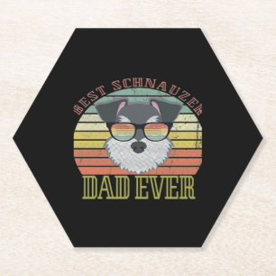 Dog Vintage Best Schnauzer Dad ever Tshirt Fathers Paper Coaster