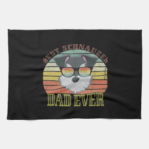 Dog Vintage Best Schnauzer Dad ever Tshirt Fathers Tea Towel