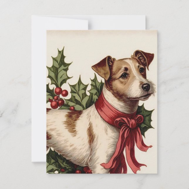 Dog vintage illustration Christmas card  (Front)