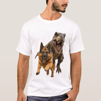 Dog vs Dinosaur Epic Battle T-Shirt