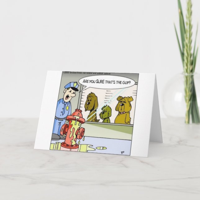 Dog Vs Hydrant Police Line Up Funny Gifts & Tees Card (Front)