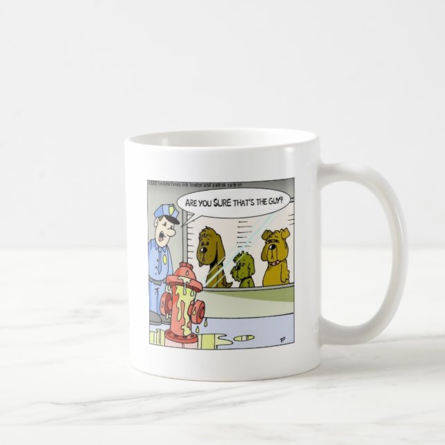 Dog Vs Hydrant Police Line Up Funny Gifts & Tees Coffee Mug (Right)