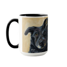 Dog w Bent Ear | Two-Tone Mug, 15 oz