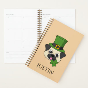 Dog w Hat and Shamrock St Patrick's Personalise Planner