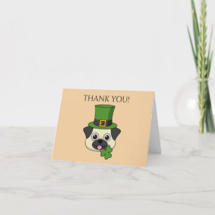 Dog w Hat and Shamrock St Patrick's Personalise Thank You Card