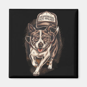 Dog Waking Professional Dog Walker Hat Graphic Magnet