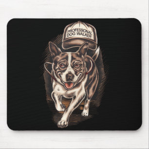 Dog Waking Professional Dog Walker Hat Graphic Mouse Pad