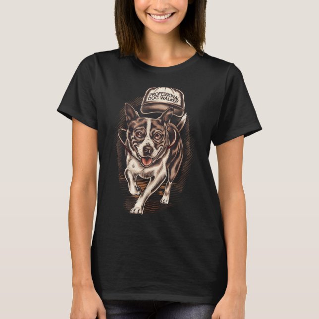 Dog Waking Professional Dog Walker Hat Graphic  T-Shirt (Front)