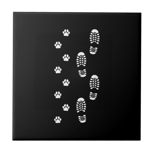 Dog Walk Foot Print Dog Walker Dog Walking Ceramic Tile (Front)