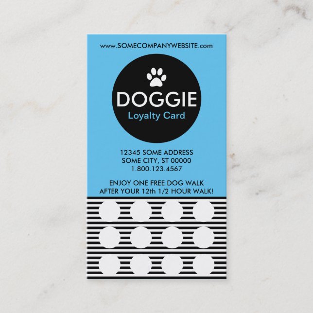 DOG WALK stripe stamp card (Front)