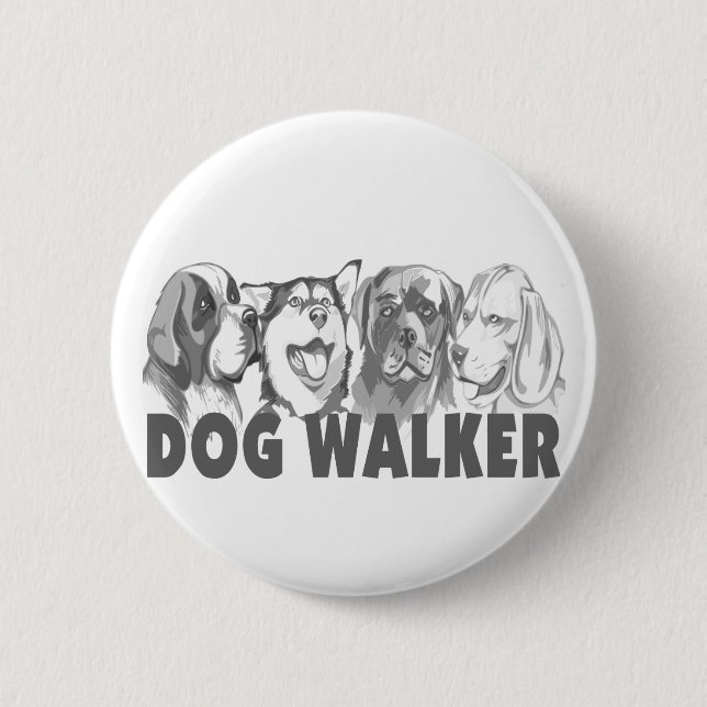 Dog Walker 6 Cm Round Badge (Front)