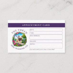 Dog Walker Appointment Card - French Bulldog