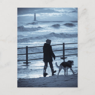 Dog Walker at Roker Postcard