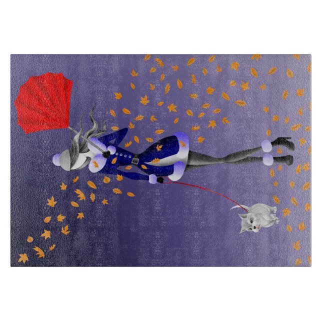 Dog Walker Autumn Leaves  Cutting Board (Front)
