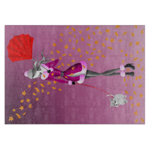 Dog Walker Autumn Leaves  Cutting Board