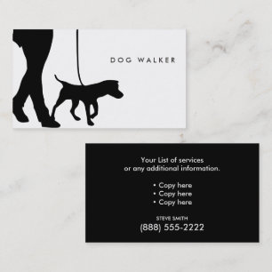 Dog walker business card B/W 3.5" x 2.0", 100 pack