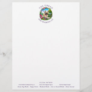Dog Walker Business Letterhead - French Bulldog