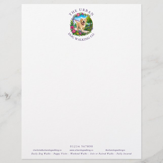 Dog Walker Business Letterhead - Labrador (Front)