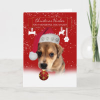 dog walker christmas wishes greeting card with cut