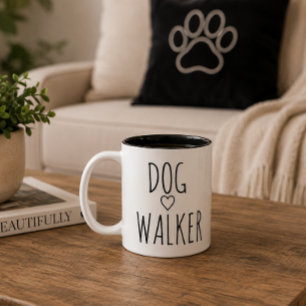 'DOG WALKER'  Dog Lover Pet Caregiver Gift  Two-Tone Coffee Mug