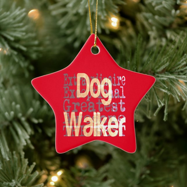Dog Walker Extraordinaire Ceramic Ornament (Tree)